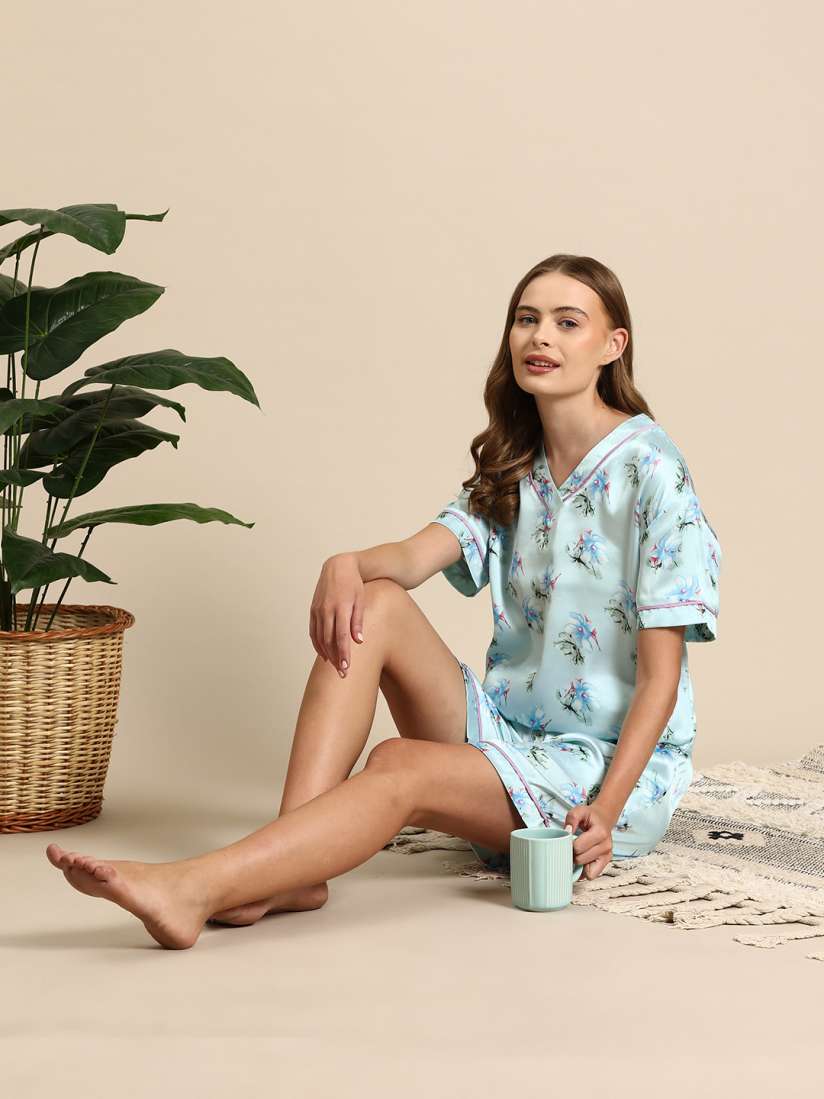 Buy Mast Harbour Women Floral Printed Satin Night Suit Night suits for Women 28646782 Myntra