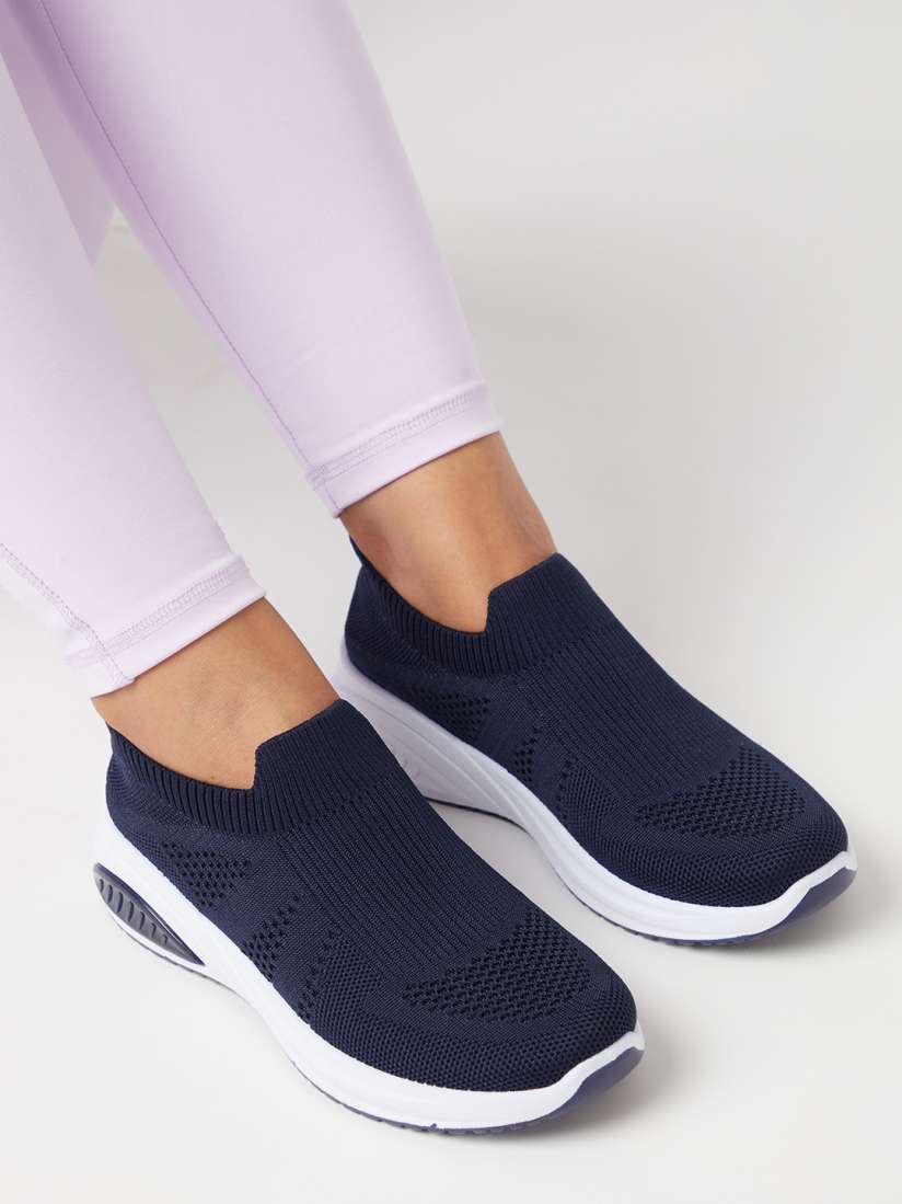 Buy The Roadster Lifestyle Co. Women Navy Blue Textured Round Toe Textile Slip On Sneakers Casual Shoes for Women 28648056 Myntra