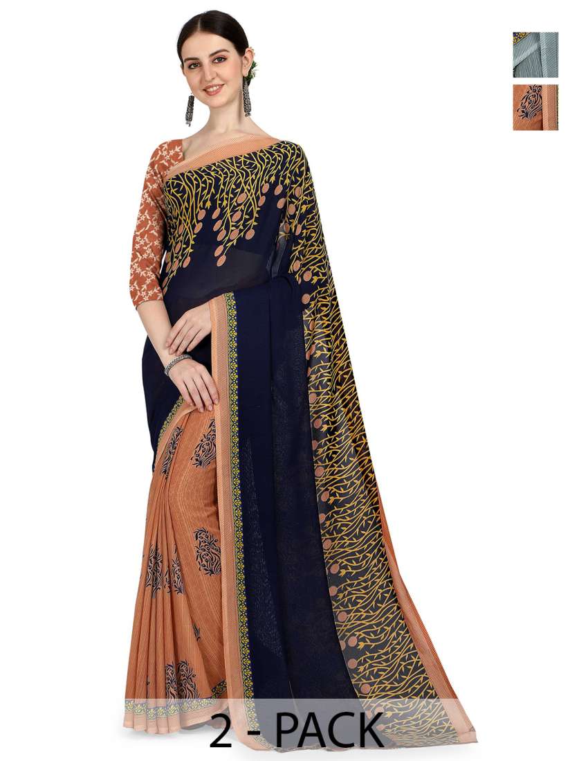 Buy ANAND SAREES Pack Of 2 Floral Half and Half Saree With Blouse Piece Sarees for Women 28653880 Myntra