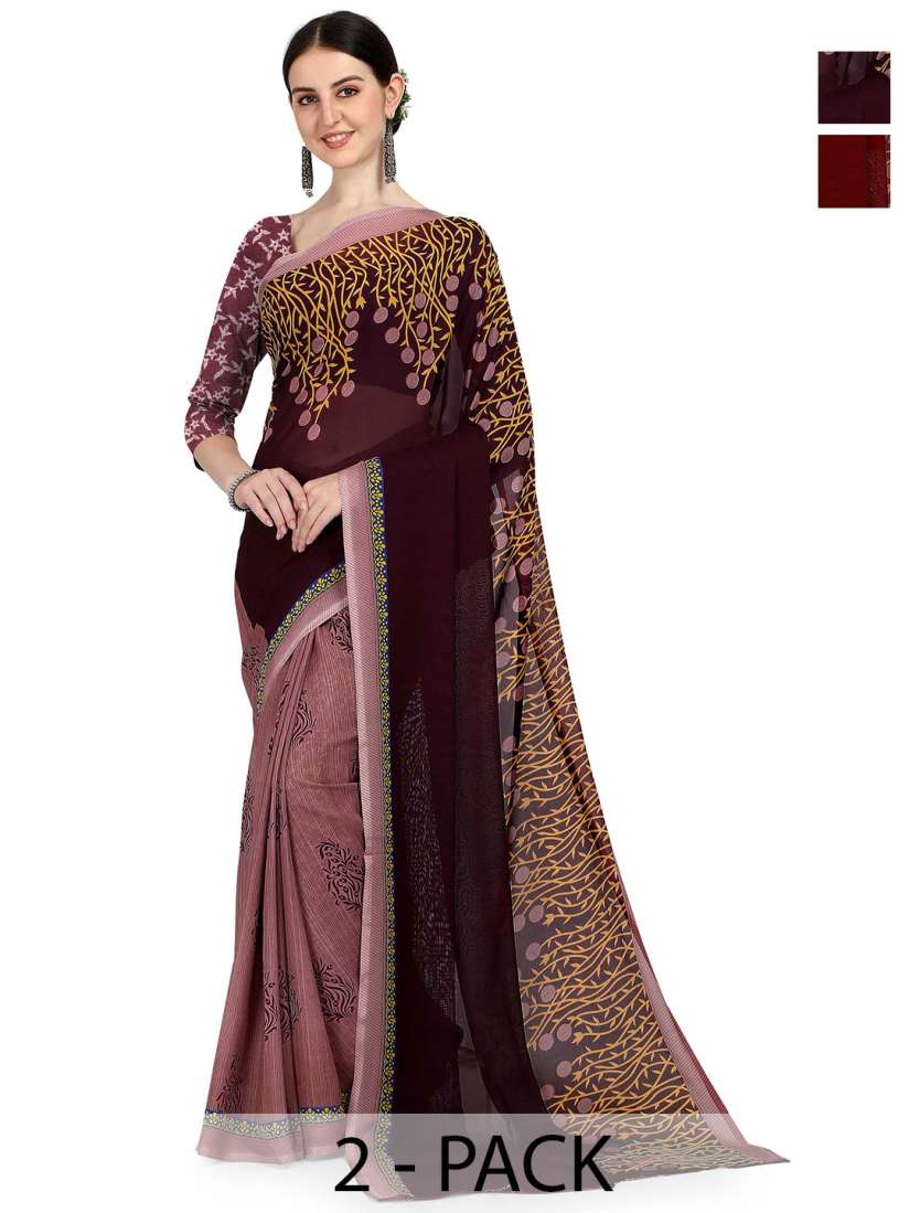 Buy ANAND SAREES Pack Of 2 Floral Half And Half Saree With Blouse Piece Sarees for Women 28654842 Myntra