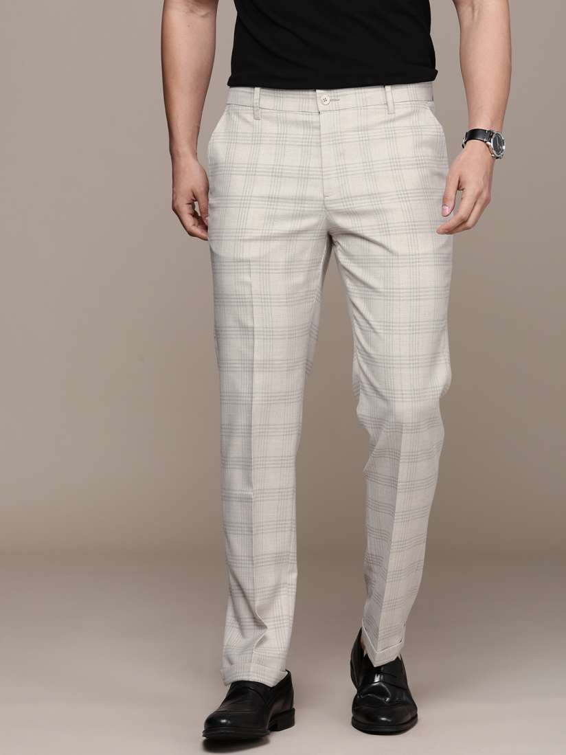 Buy French Connection Men Checked Slim Fit Smart Casual Trousers Trousers for Men 28671764 Myntra
