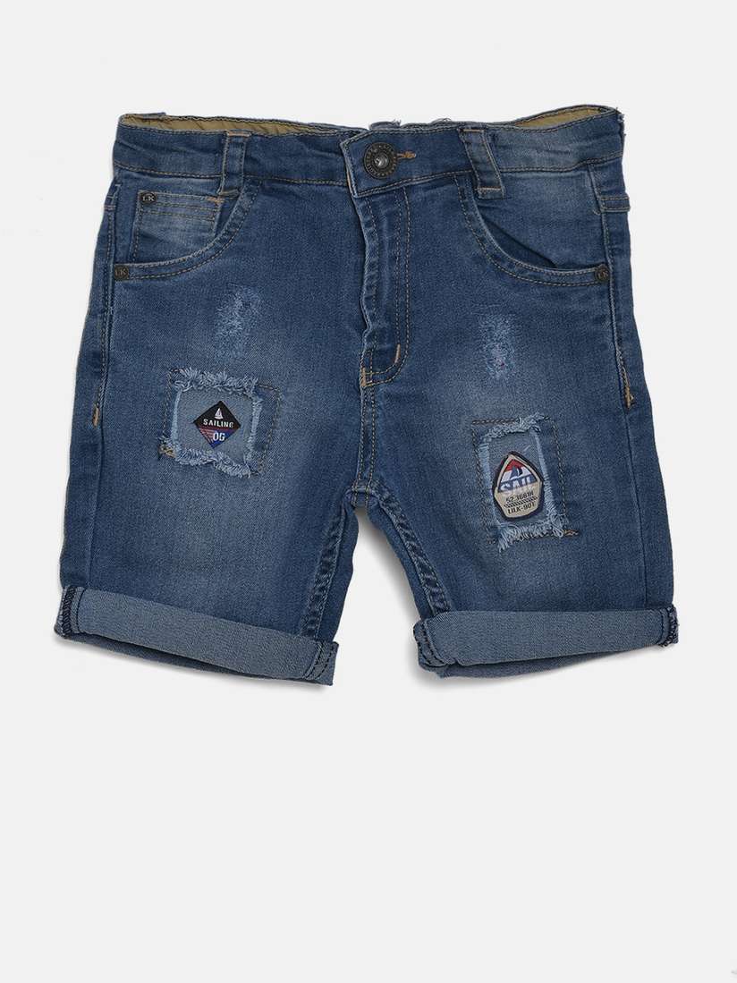 Buy Little Kangaroos Boys Blue Washed Denim Shorts Shorts for