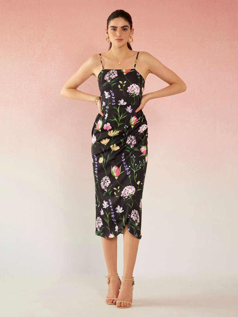 Floral sheath midi dress deals
