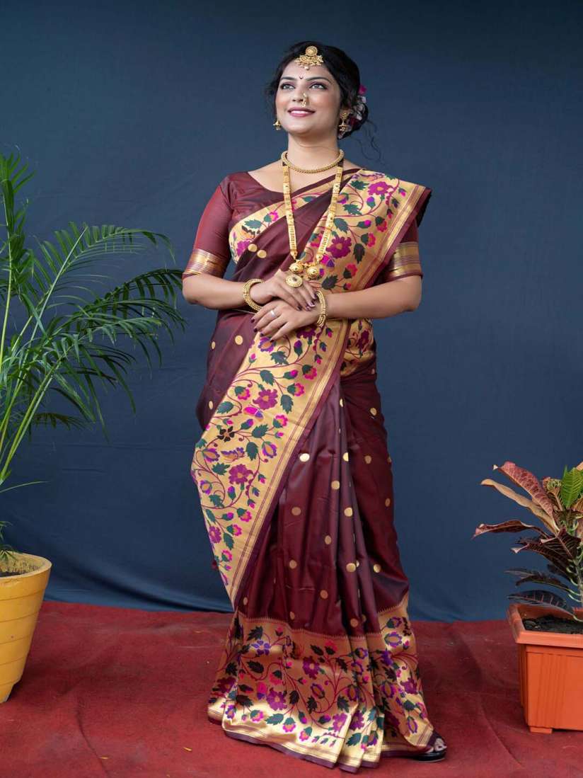 Buy SGF11 Woven Design Pure Zari Heavy Work Paithani Kanjeevaram Silk Saree Sarees for Women 28712946 Myntra