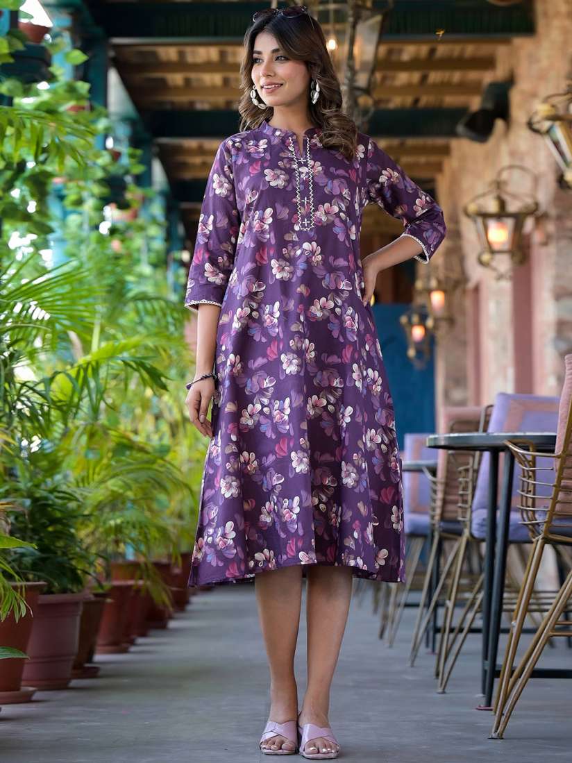 Buy Peachmode Floral Printed Cotton A Line Midi Dress Dresses for Women 28716178 Myntra