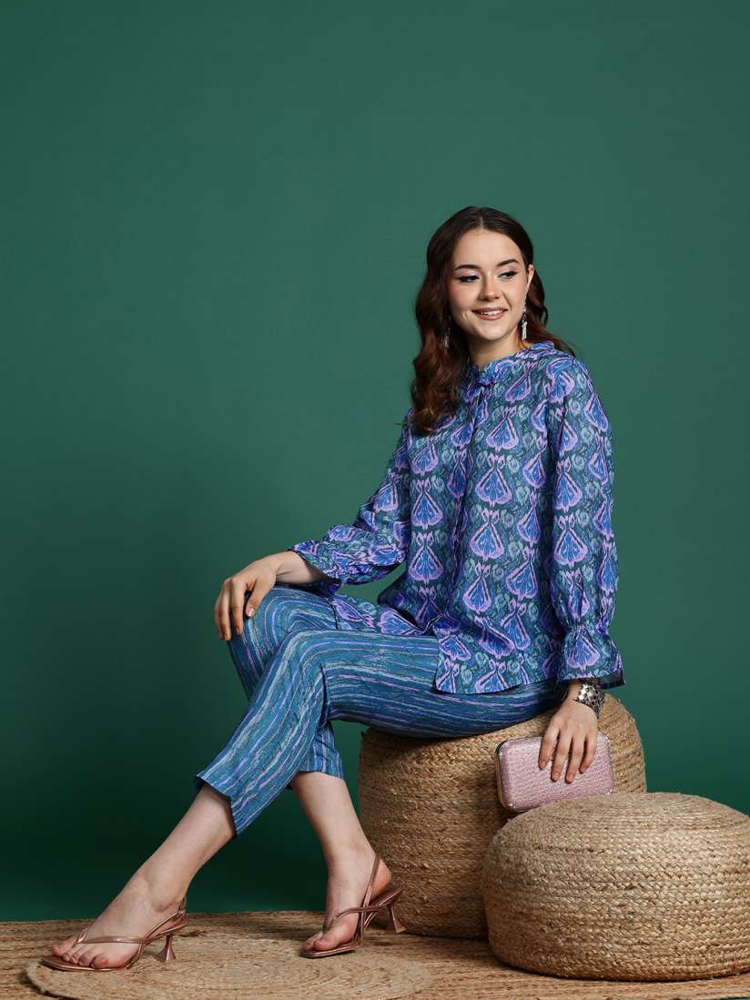 Buy Sangria Ethnic Motifs Printed Regular Kurti with Trousers Kurta Sets for Women 28718784 Myntra