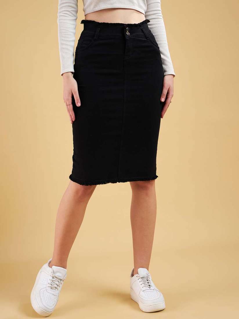 Buy Purple Feather Denim Pencil Knee length Skirts Skirts for Women 28719586 Myntra