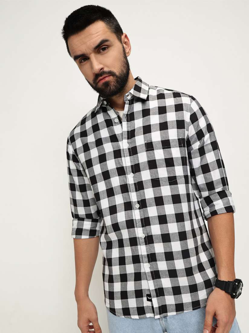 Buy VALEN CLUB Slim Fit Buffalo Checks Cotton Checked Casual Shirt Shirts for Men 28723828 Myntra
