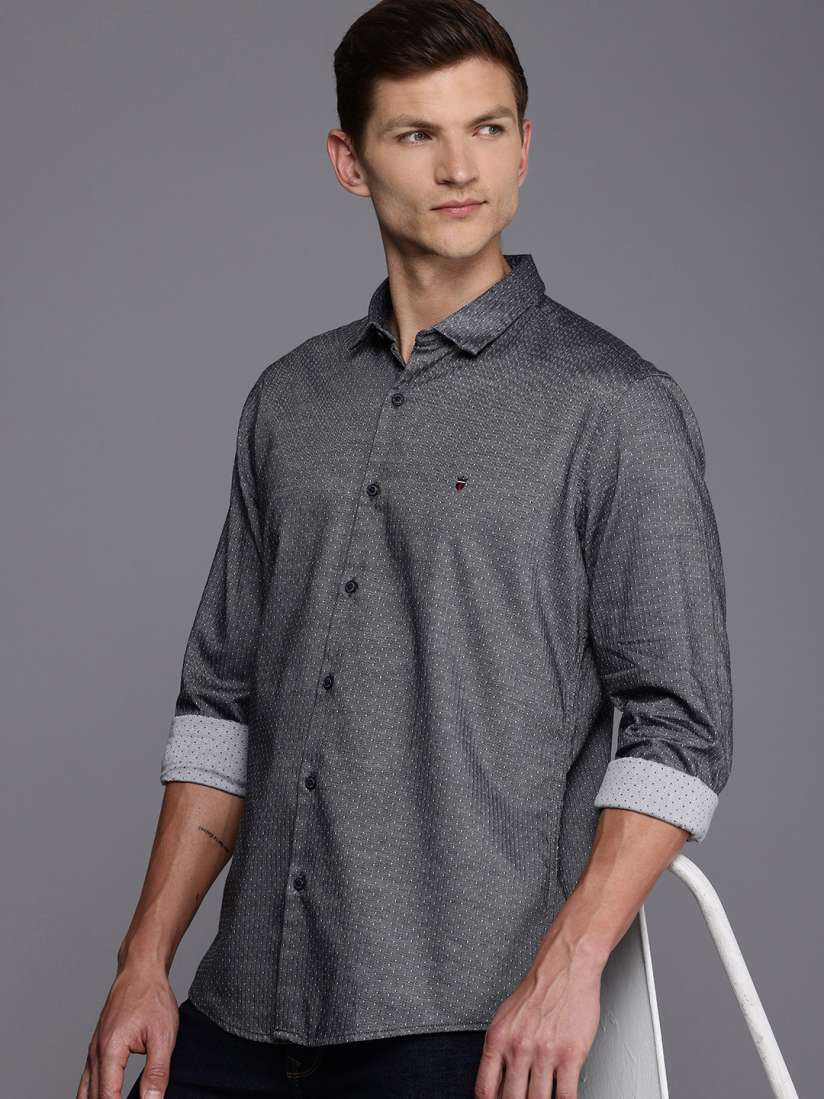 Buy Louis Philippe Jeans Pure Cotton Self Design Textured Slim Fit Opaque Casual Shirt Shirts for Men 28724758 Myntra
