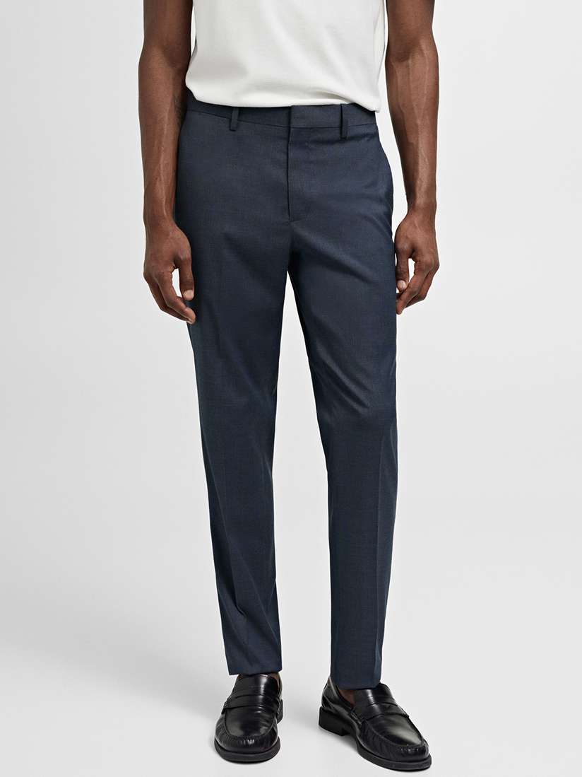 Mens Trousers Mango Straight Checkered Trousers MANGO MAN Slim Fit