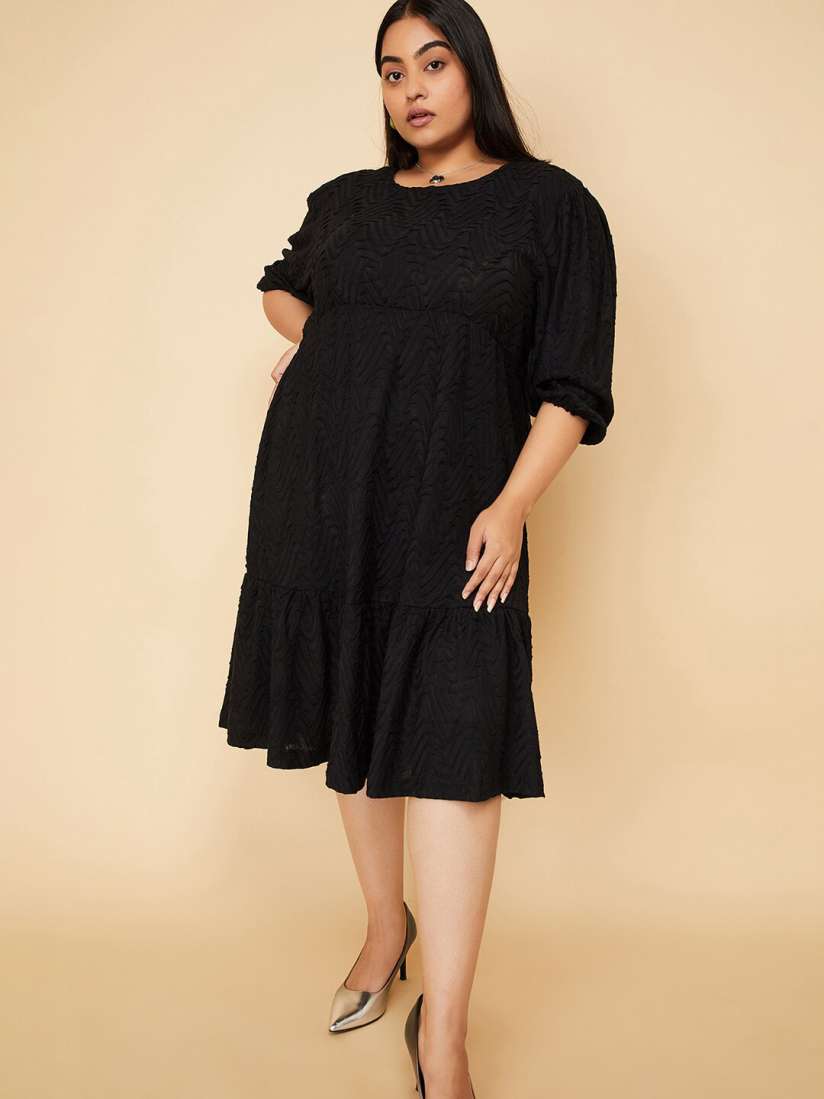 Buy max Round Neck Short Sleeves A Line Midi Plus Size Dress Dresses for Women 28739172 Myntra