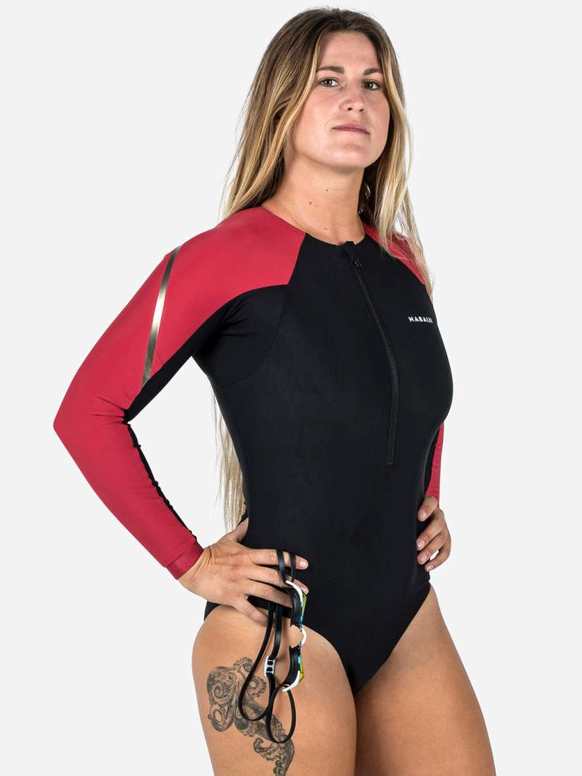Buy Nabaiji By Decathlon Contrast Sleeve Swim Bodysuit Swimwear for Women 28745178 Myntra