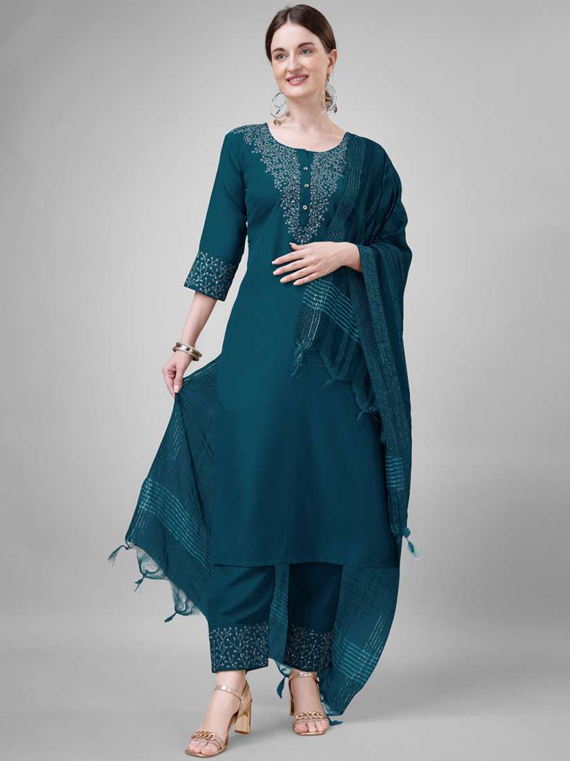 Buy ksevencreation Women Paisley Embroidered Regular Thread Work Kurti with Churidar With Dupatta Kurta Sets for Women 28747066 Myntra