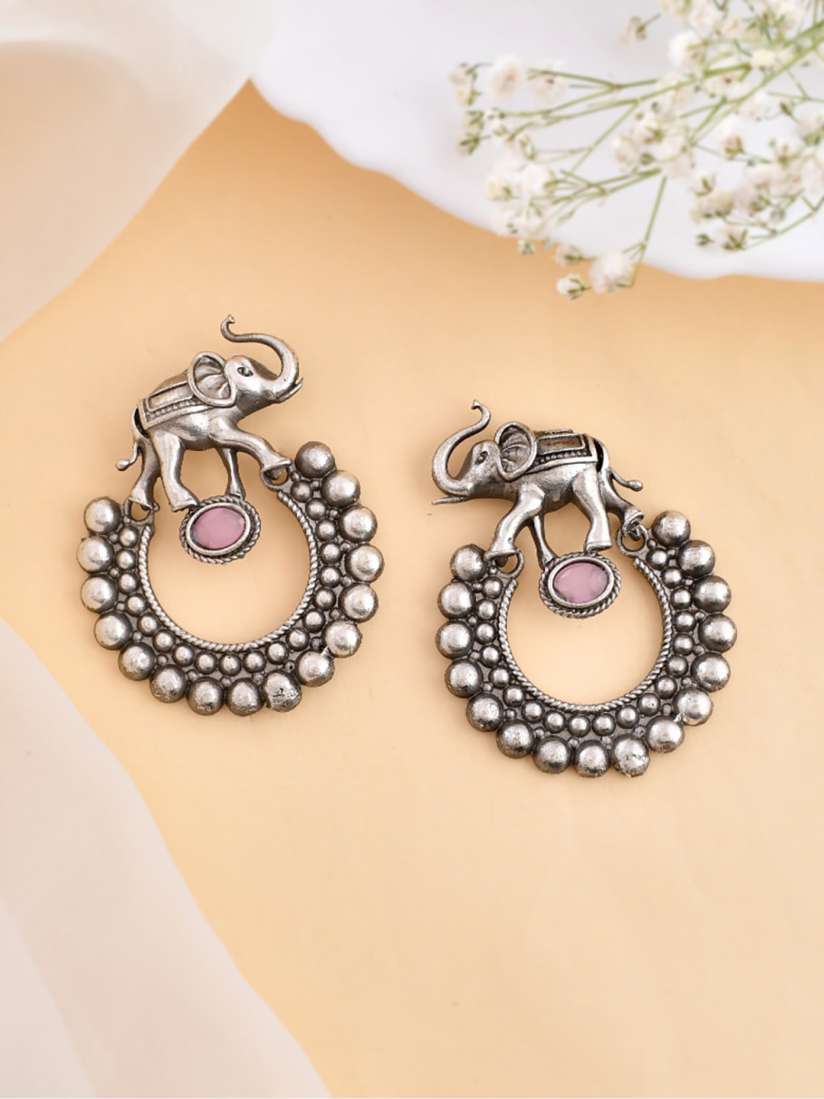 Buy DASTOOR Silver Plated Elephant Shaped Drop Earrings Earrings for Women 28749594 Myntra