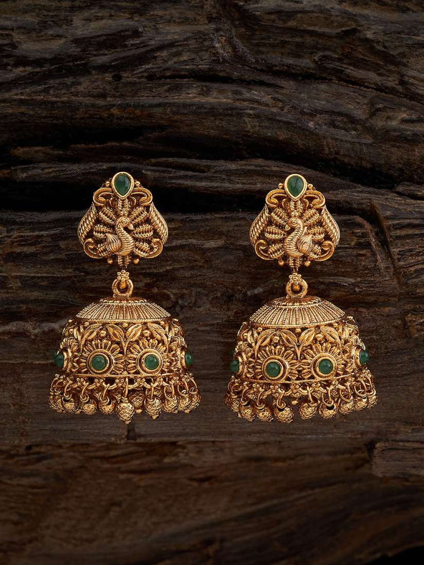 Buy Kushal s Fashion Jewellery Gold Plated Stones Studded Dome Shaped Jhumkas Earrings for Women 28750178 Myntra