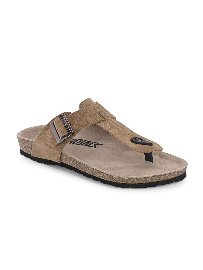 Buy AfroJack Men Buckle Detailed Leather Thong Flip Flops - Flip 