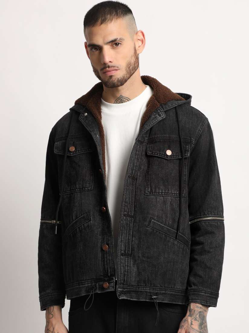 Cotton on black denim jacket top