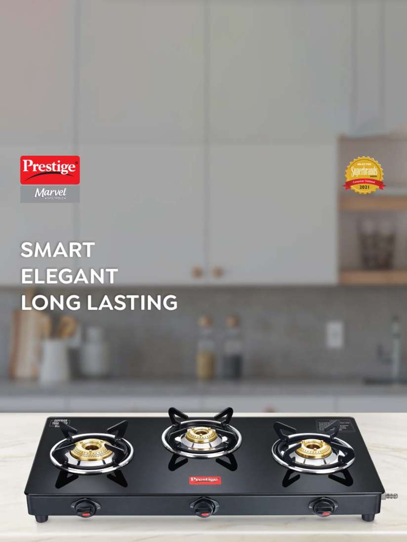 Prestige marvel glass 4 burner gas stove black cheap