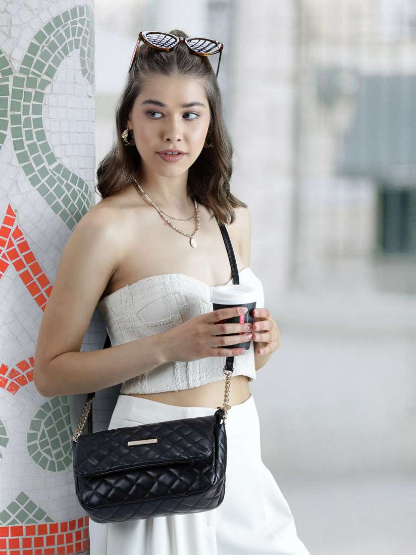 Buy Lisa Haydon for Lino Perros Black Quilted Sling Bag Handbags for Women 2876472 Myntra