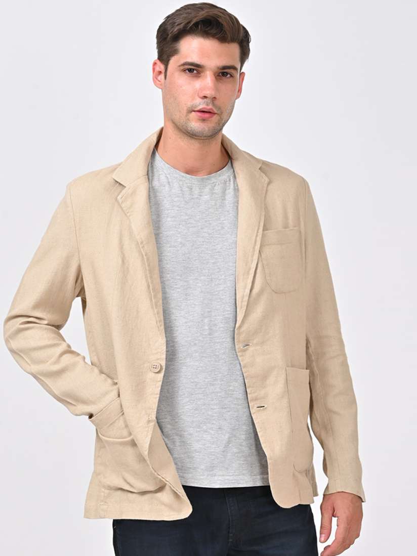 Buy POE Slim Fit Single Breasted Cotton Linen Blazer Blazers for Men 28765102 Myntra