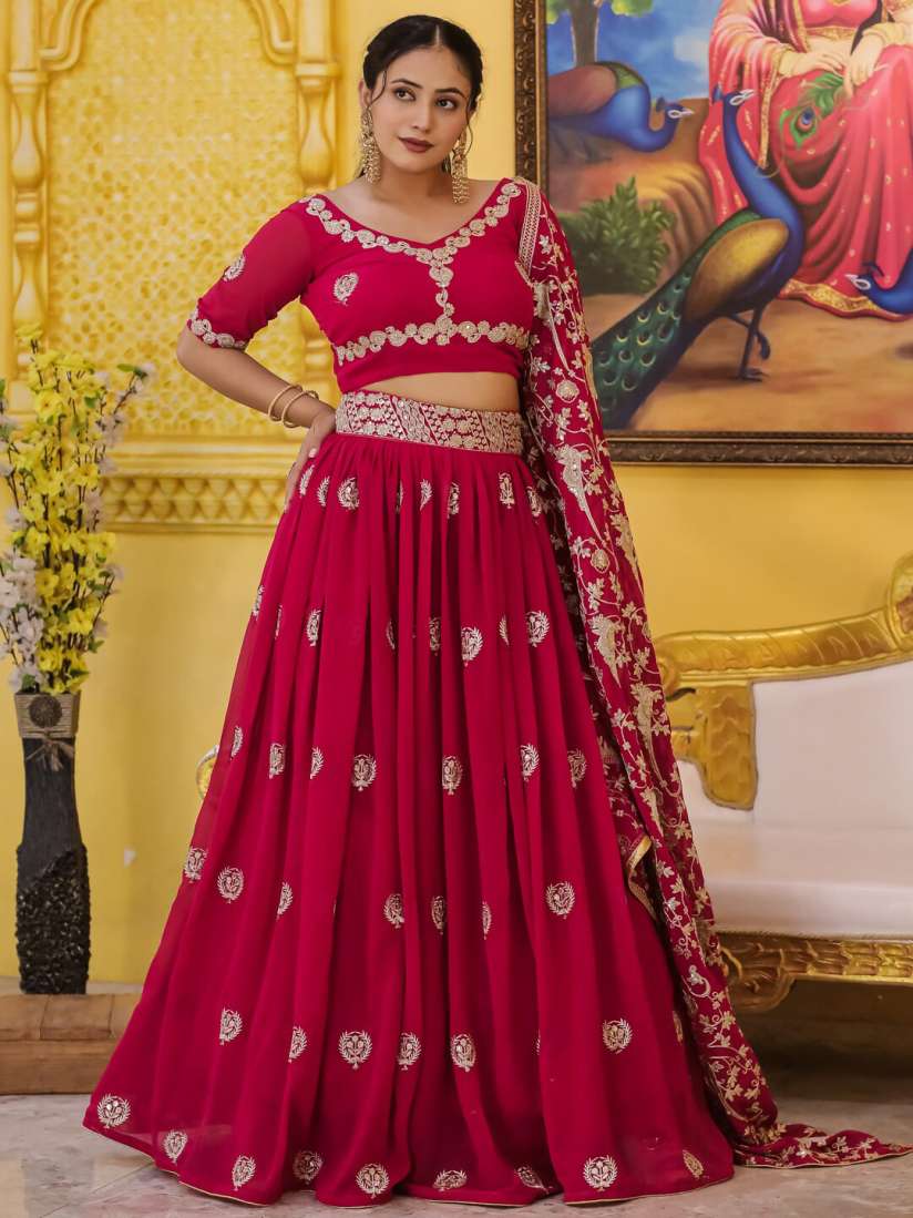 Buy KALINI Embroidered Sequinned Semi Stitched Lehenga Unstitched Blouse With Dupatta Lehenga Choli for Women 28770988 Myntra