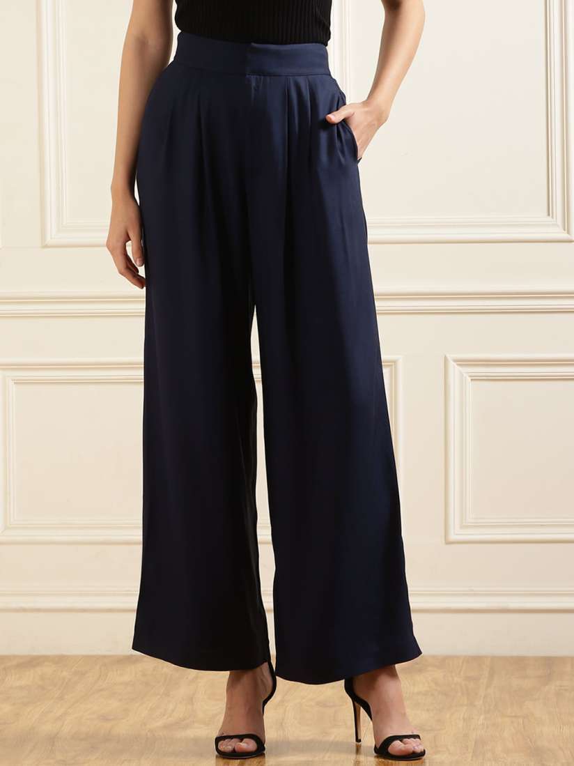Buy Ted Baker Women Slim Fit Mid Rise Plain Pleated Formal Trousers Trouser Trousers for Women 28773810 Myntra