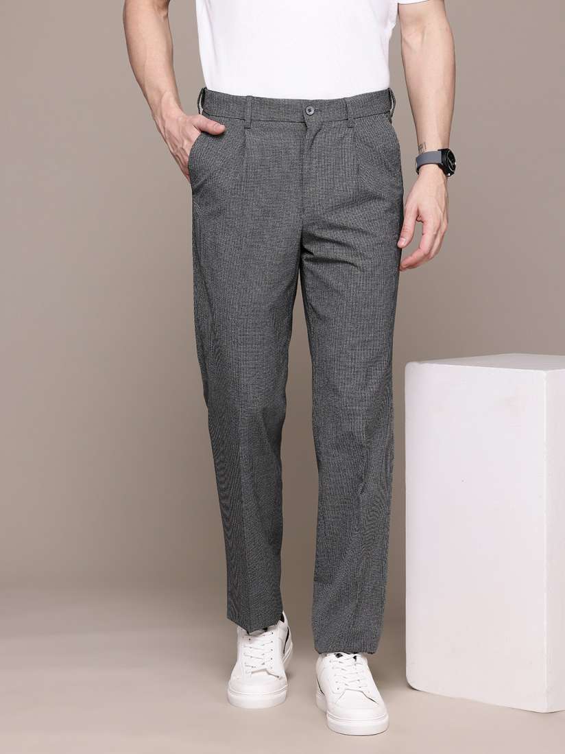 Buy Nautica Men Flex Waistband Checked Classic Pleated Formal Trousers Trousers for Men 28774832 Myntra