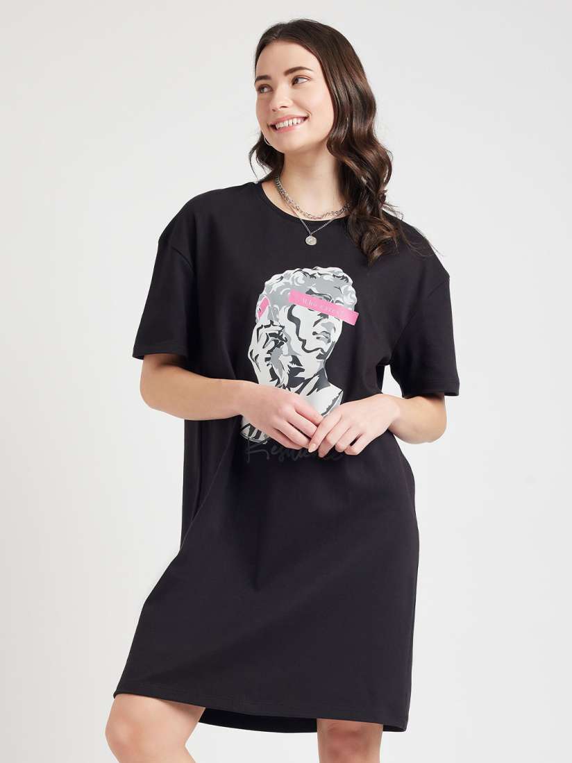 Buy EDRIO Graphic Printed T shirt Dress Dresses for Women 28778114 Myntra