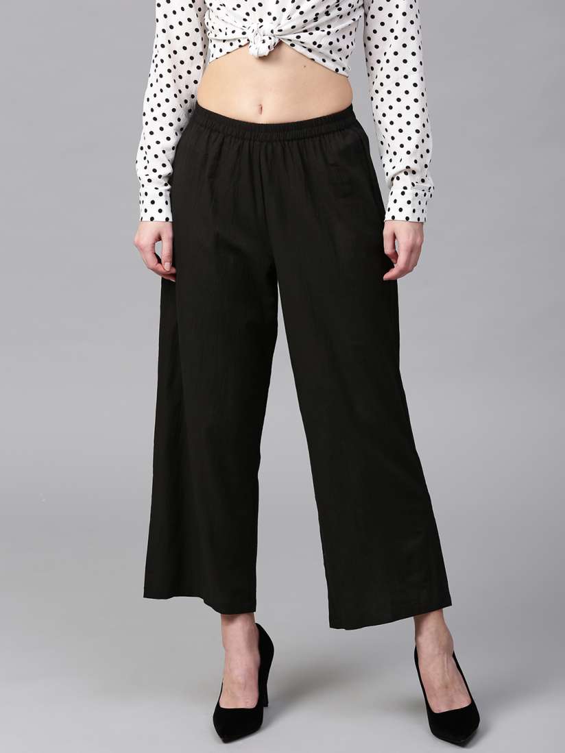 Black palazzo pants myntra cheap