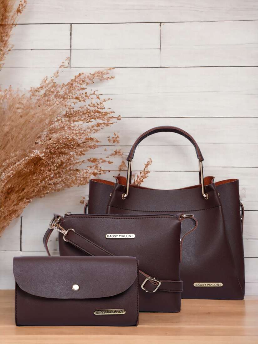 Buy Bagsy Malone Set Of 3 Textured Structured Handheld Bags Handbags for Women 28794380 Myntra