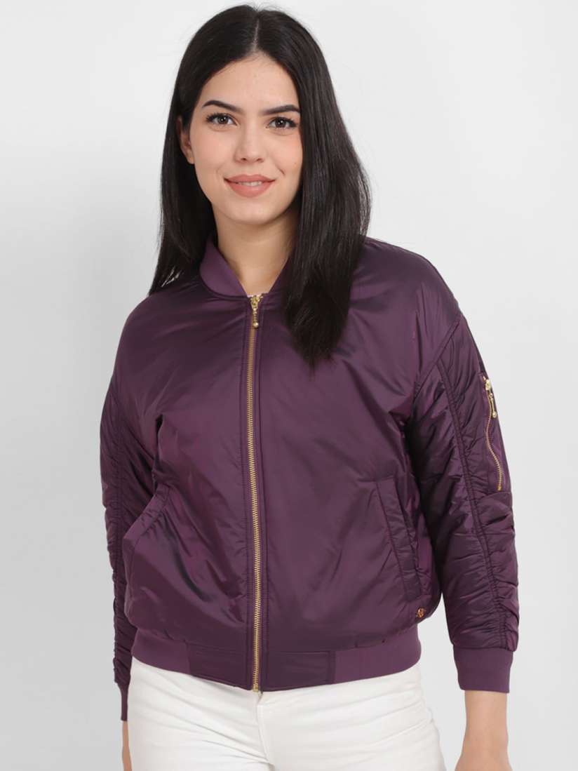 Buy Allen Solly Woman Stand Collar Bomber Jacket Jackets for Women 28795770 Myntra