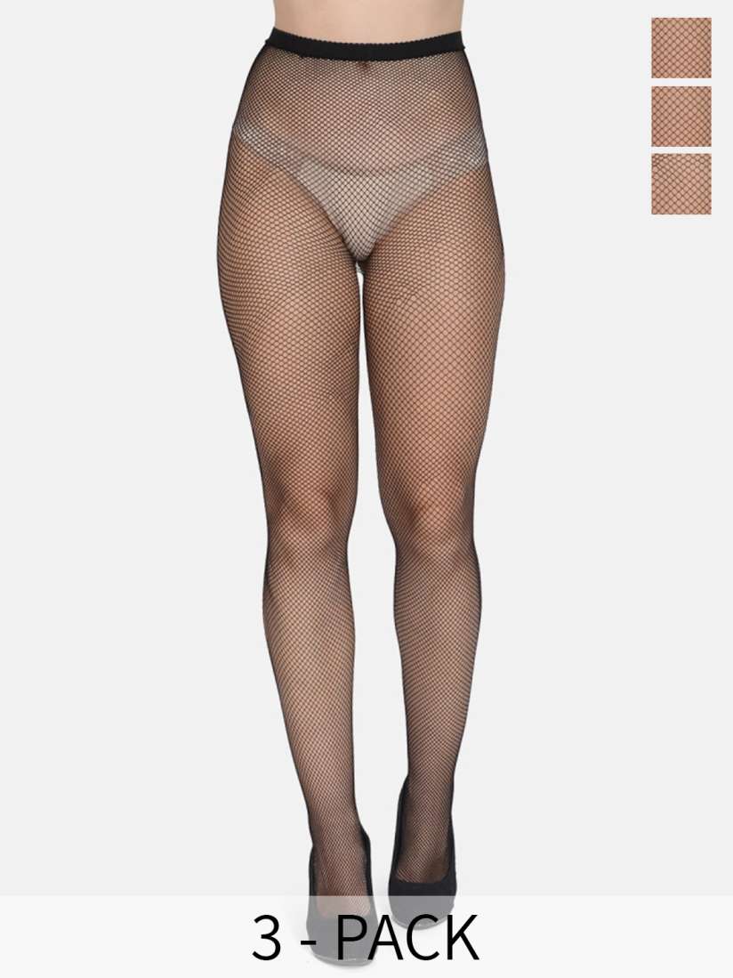 Buy mod shy Pack Of 3 Fishnet Design Stockings Stockings for Women 28813686 Myntra