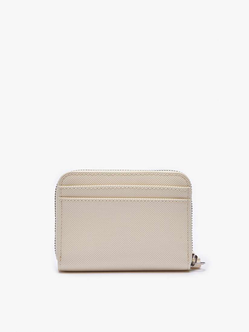 ★LACOSTE★ Women's City Court Coin Zip Around Wallet Beige Women's City Court Grain Leather Wallet - Wallets & Small