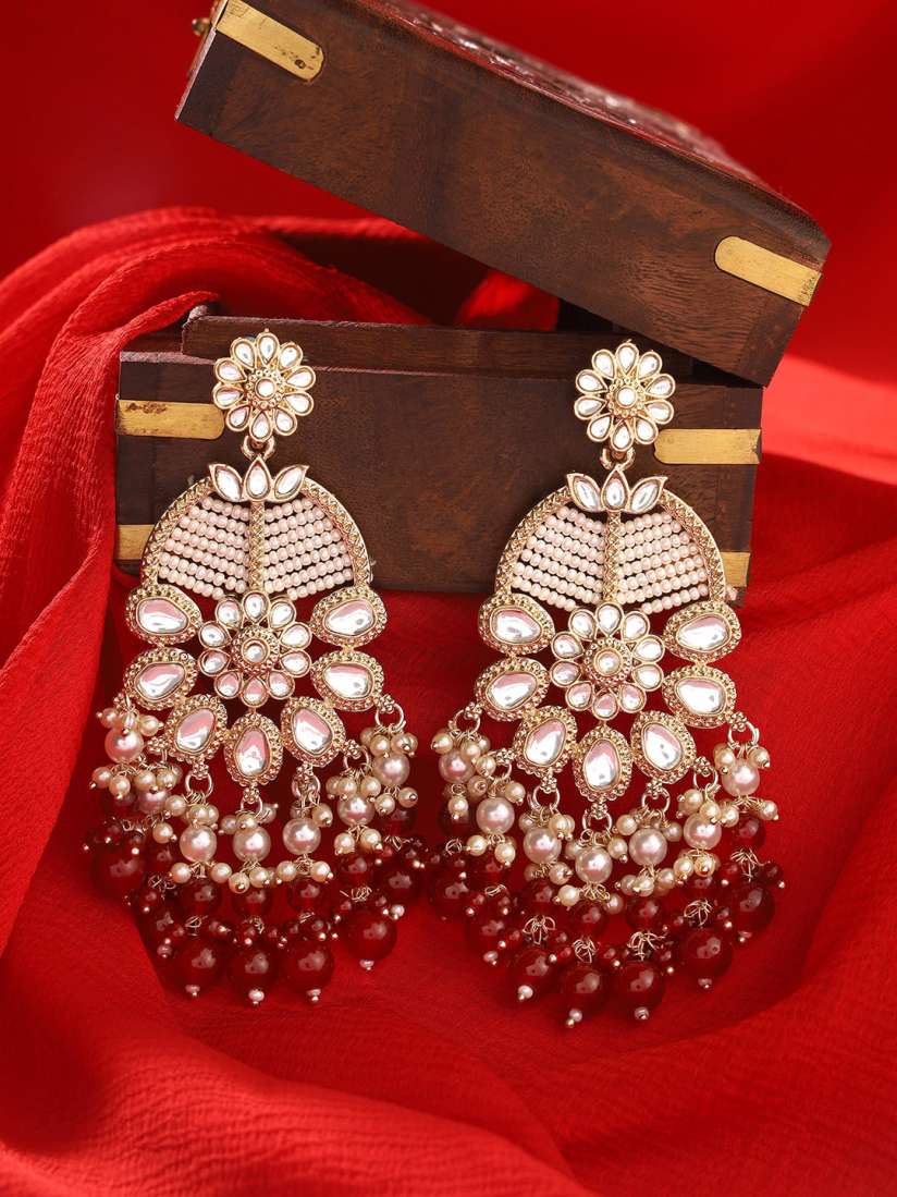 Buy Priyaasi Gold Plated Kundan Contemporary Drop Earrings Earrings for Women 28814368 Myntra