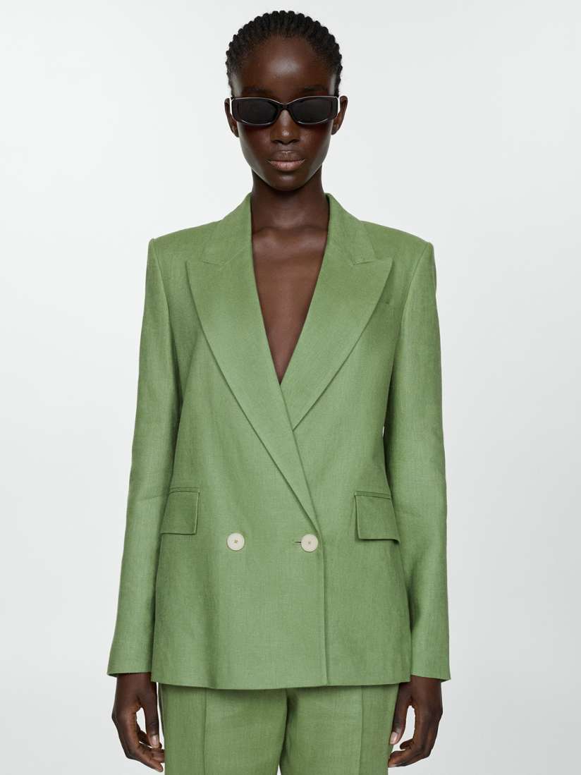 Double breasted longline blazer outlet