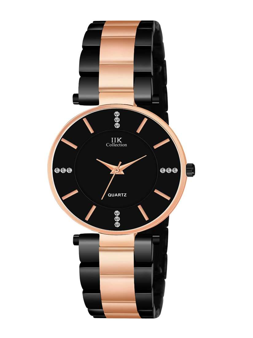 Buy IIK COLLECTION Women Black Round Dial Stainless Steel Analogue Watch Watches for Women 28834830 Myntra