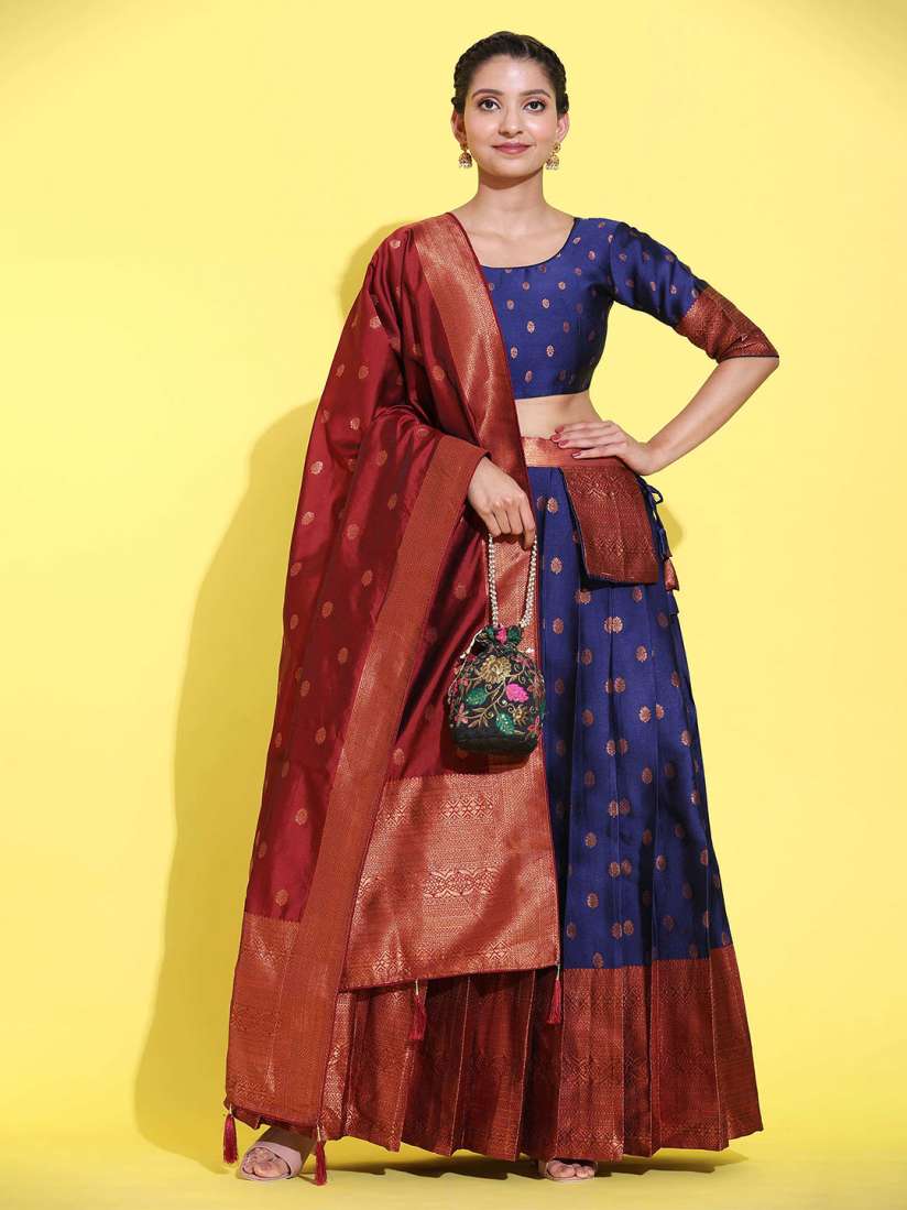 Buy DIVASTRI Woven Design Semi Stitched Lehenga Unstitched Blouse With Dupatta Lehenga Choli for Women 28840736 Myntra