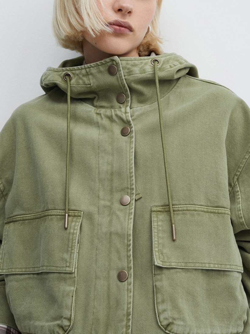 Buy MANGO Pocket Detail Pure Cotton Hooded Jacket Jackets for Women 28844334 Myntra