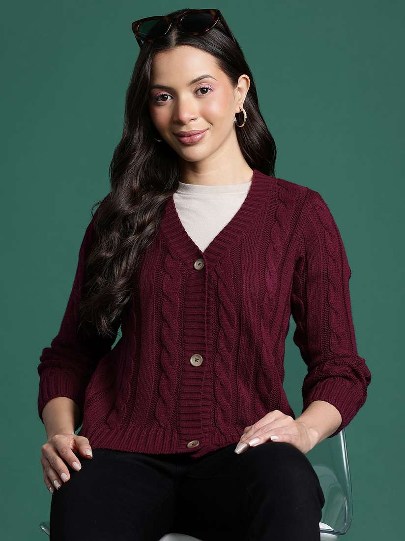 Cable Knit Berry Cardigan Womens DressBerry Women Cable Knit Cardigan
