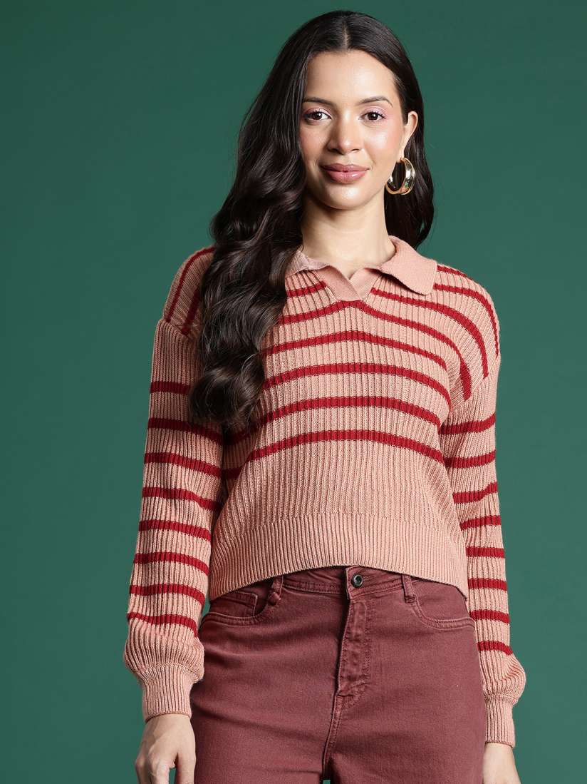 Buy DressBerry Ribbed Striped Pullover Sweaters for Women 28851726 Myntra