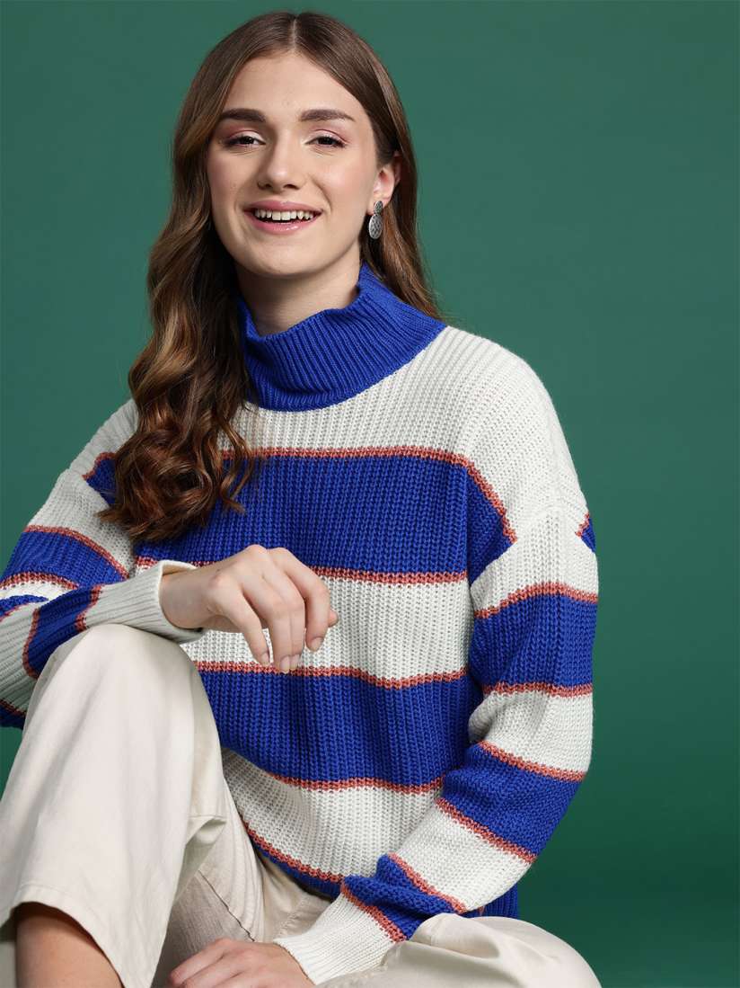 Buy DressBerry Round Neck Striped Sweater Sweaters for Women 28851754 Myntra
