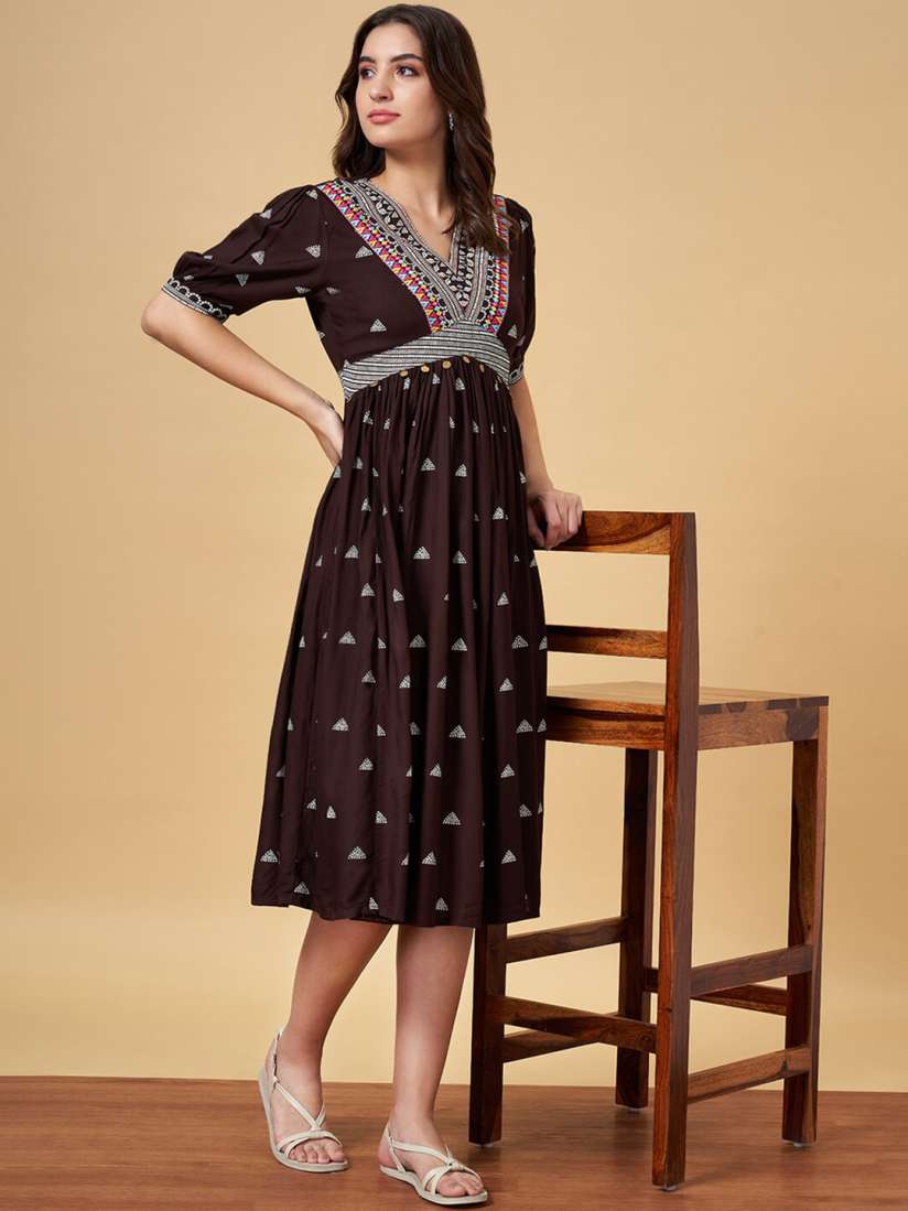 Buy YU by Pantaloons Geometric Print A Line Midi Dress Dresses for Women 28863624 Myntra