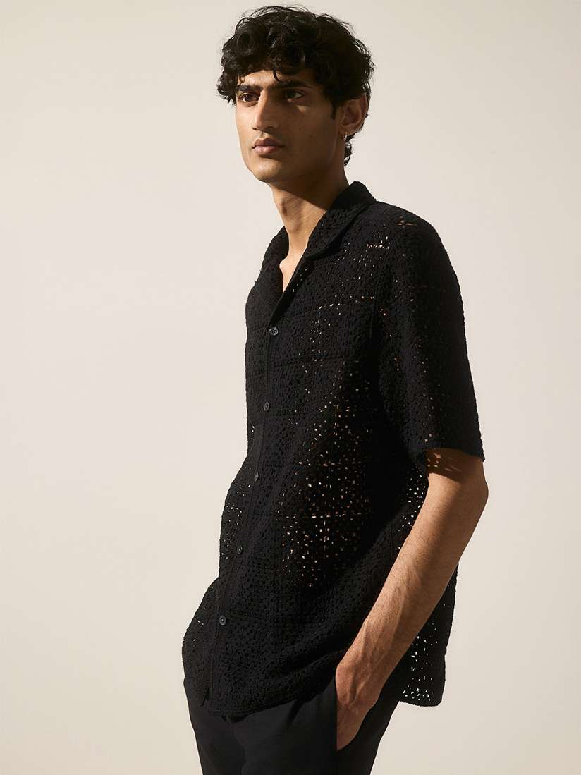 black crochet blouse
