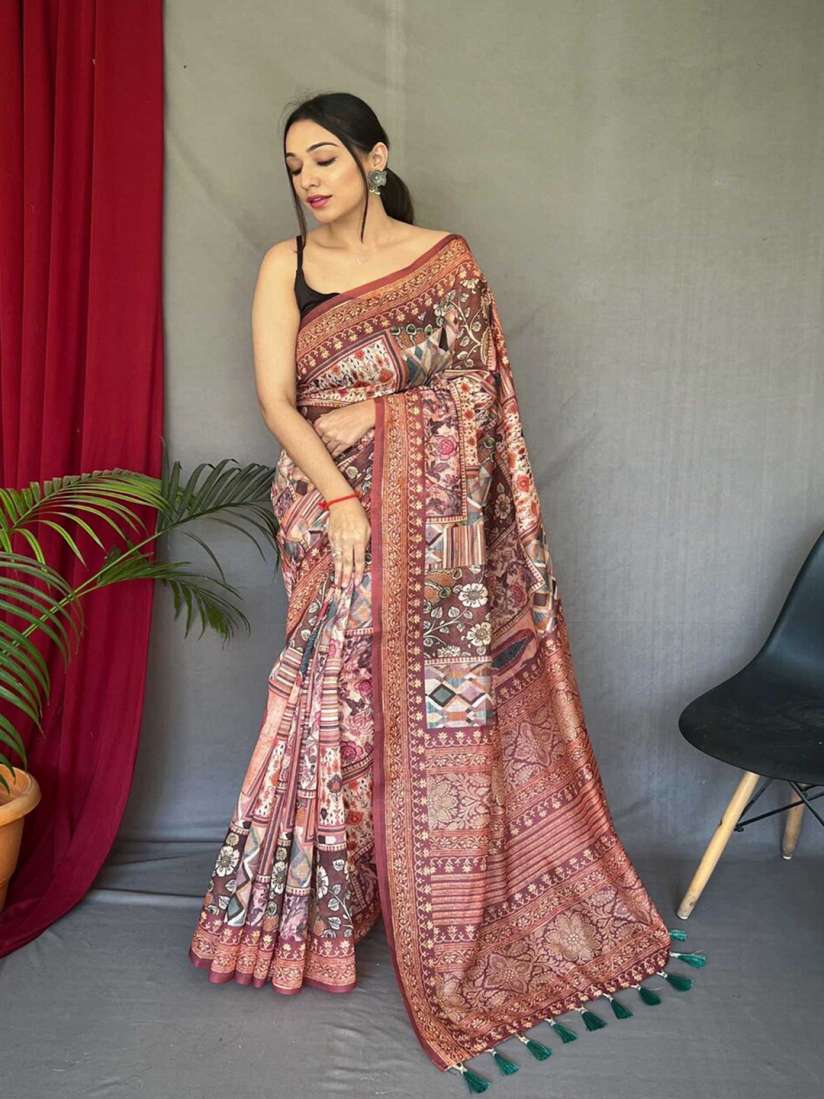 Buy SGF11 Kalamkari Printed Silk Cotton Chanderi Saree Sarees for Women 28875302 Myntra
