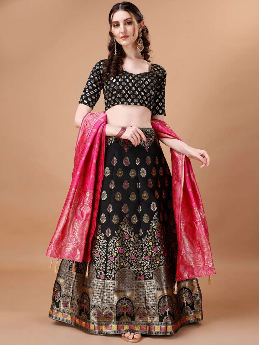 Buy KALINI Woven Design Banarasi Silk Ready to Wear Lehenga Unstitched Blouse With Dupatta Lehenga Choli for Women 28883774 Myntra