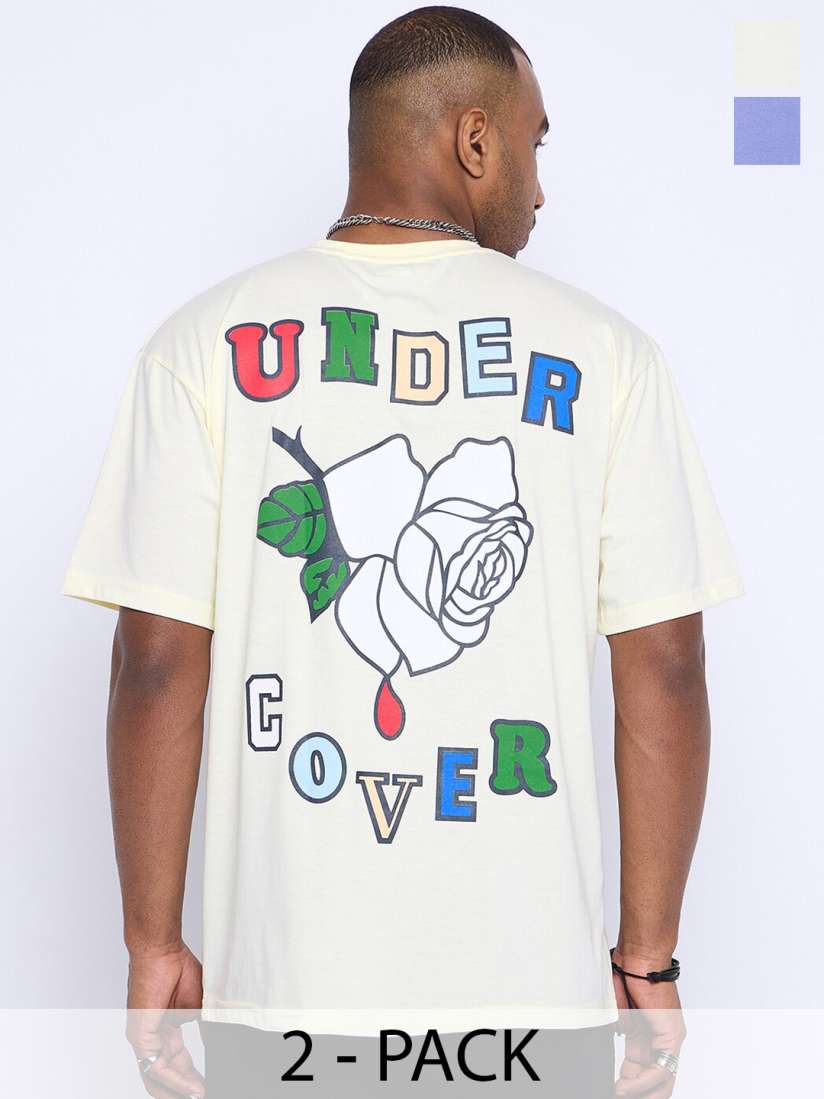 Buy Skidlers Pack Of 2 Graphic Printed Round Neck Oversized Cotton T shirts Tshirts for Men 28892468 Myntra