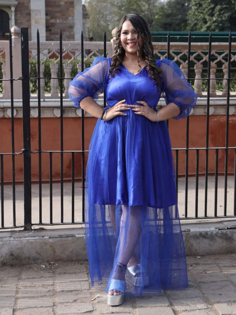 Buy Swadeshi Shringaar Plus Size Puff Sleeve Fit Flare Maxi Dress Dresses for Women 28897544 Myntra
