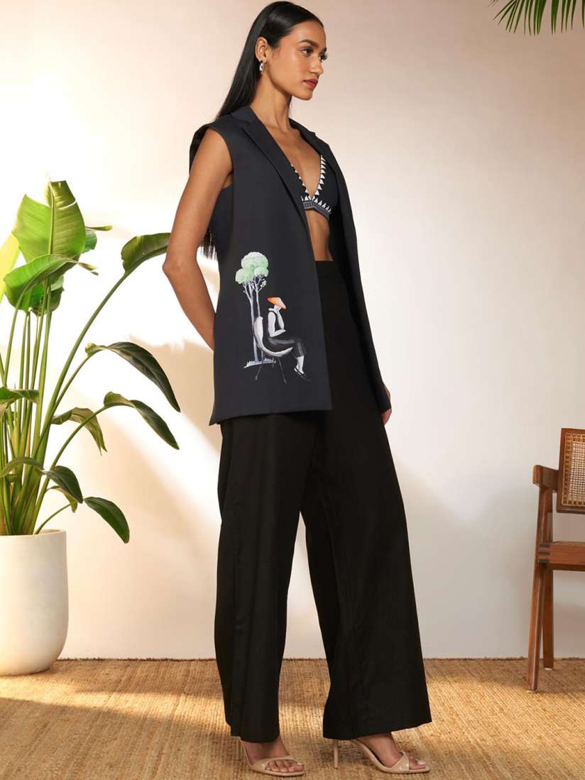 Sleeveless open front blazer clearance