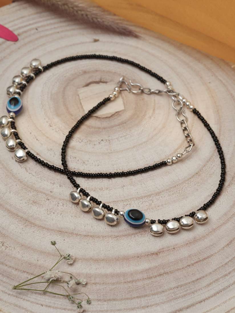 Buy Mirraw Set Of 2 Silver Plated Anklet Anklet for Women 28899034 Myntra