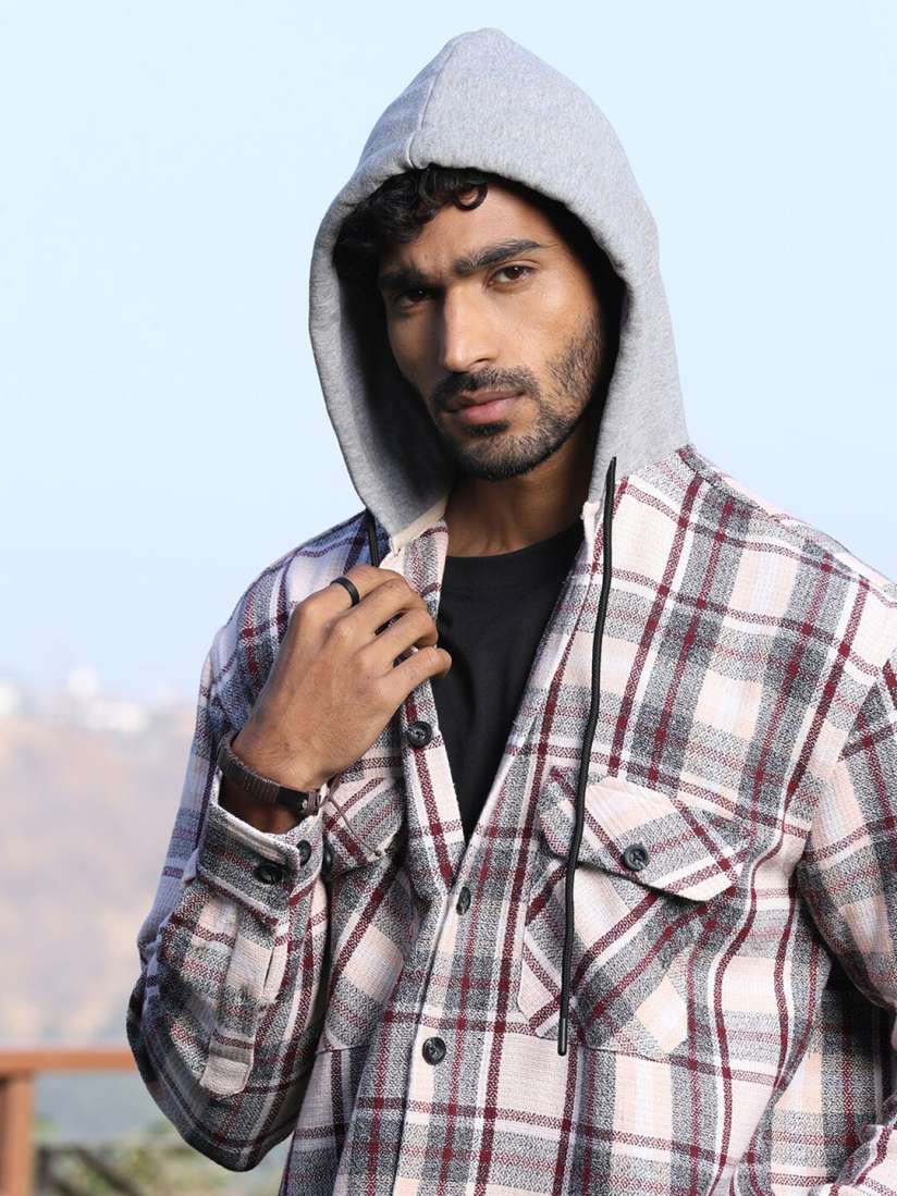 Buy The Roadster Lifestyle Co Checked Pure Cotton Hooded Shirt Shirts for Men 28901408 Myntra